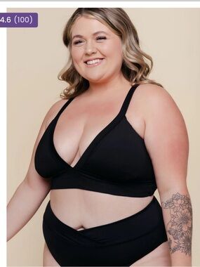 Plus-Size Triangle Bikini Top in Black